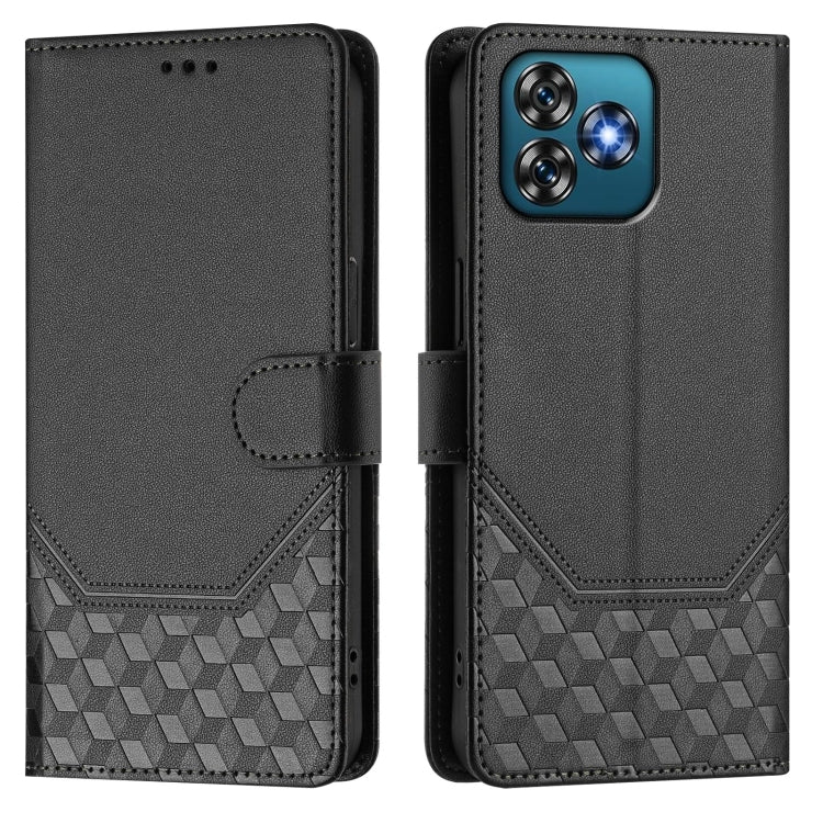 For Oukitel C53 Honeycomb Embossing RFID Leather Phone Case