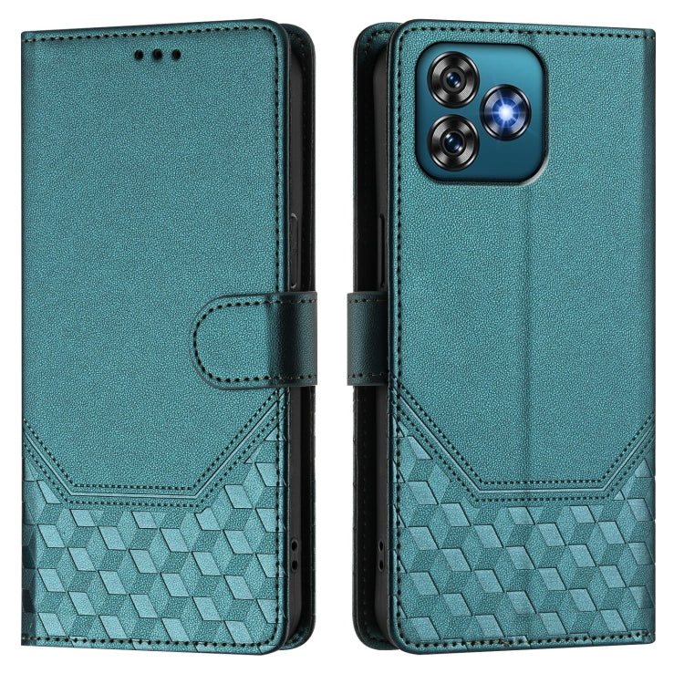 For Oukitel C53 Honeycomb Embossing RFID Leather Phone Case