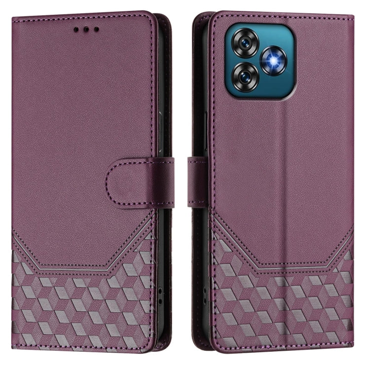 For Oukitel C53 Honeycomb Embossing RFID Leather Phone Case