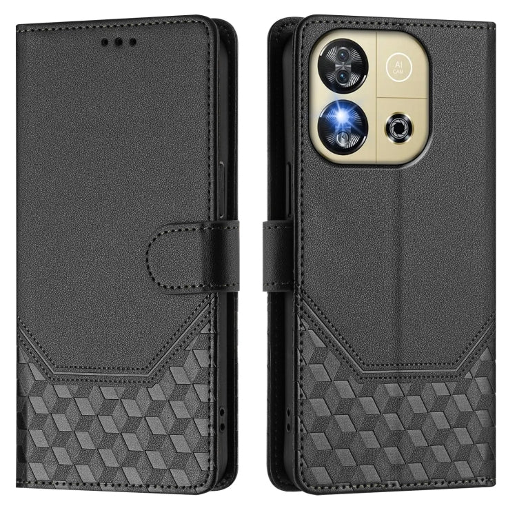 For Oukitel C57s Honeycomb Embossing RFID Leather Phone Case