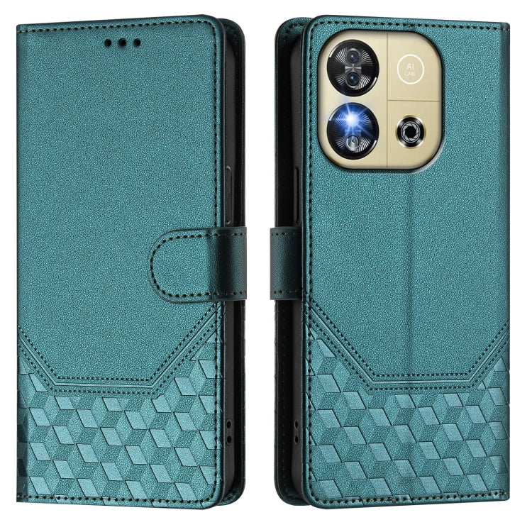 For Oukitel C57s Honeycomb Embossing RFID Leather Phone Case