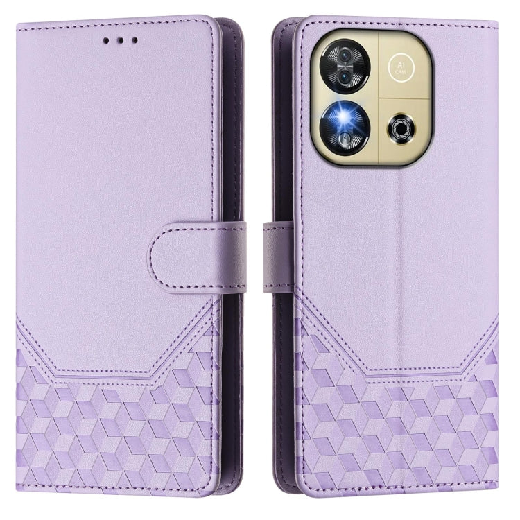 For Oukitel C57s Honeycomb Embossing RFID Leather Phone Case