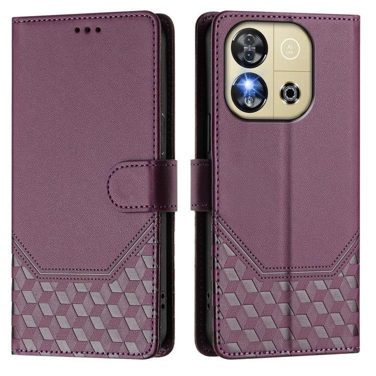 For Oukitel C57s Honeycomb Embossing RFID Leather Phone Case