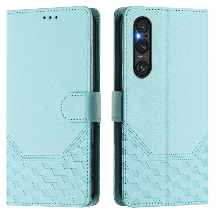 For Sony Xperia 1 V 2023 Honeycomb Embossing RFID Leather Phone Case