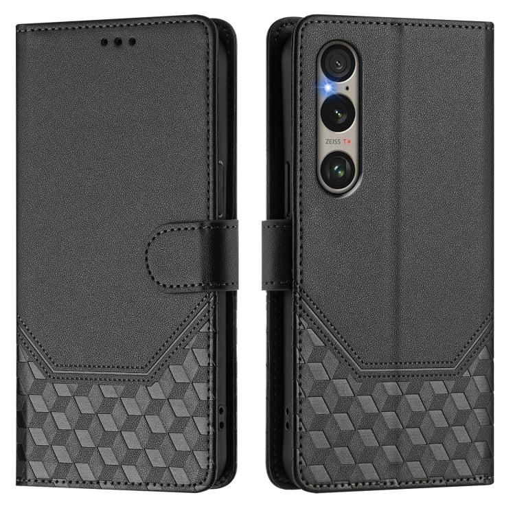 For Sony Xperia 1 VI 2024 Honeycomb Embossing RFID Leather Phone Case