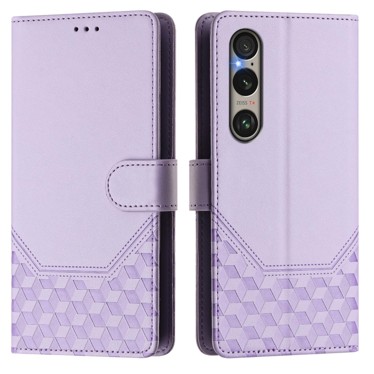 For Sony Xperia 1 VI 2024 Honeycomb Embossing RFID Leather Phone Case