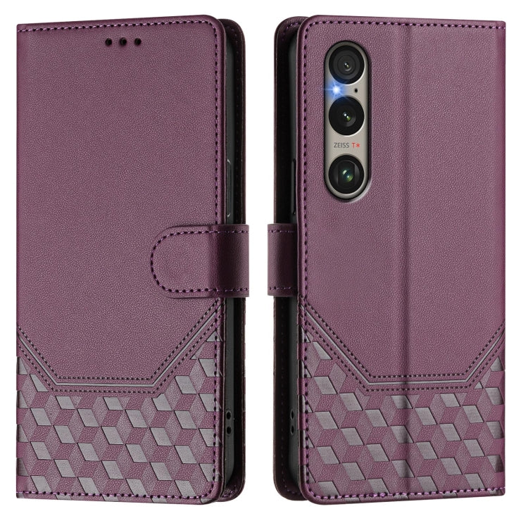 For Sony Xperia 1 VI 2024 Honeycomb Embossing RFID Leather Phone Case