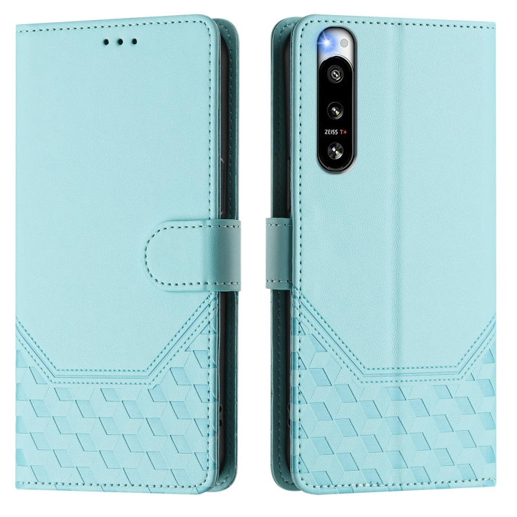 For Sony Xperia 5 IV Honeycomb Embossing RFID Leather Phone Case