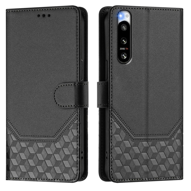 For Sony Xperia 5 IV Honeycomb Embossing RFID Leather Phone Case
