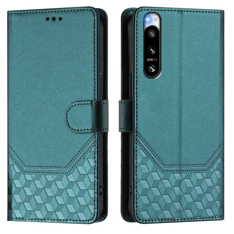 For Sony Xperia 5 IV Honeycomb Embossing RFID Leather Phone Case