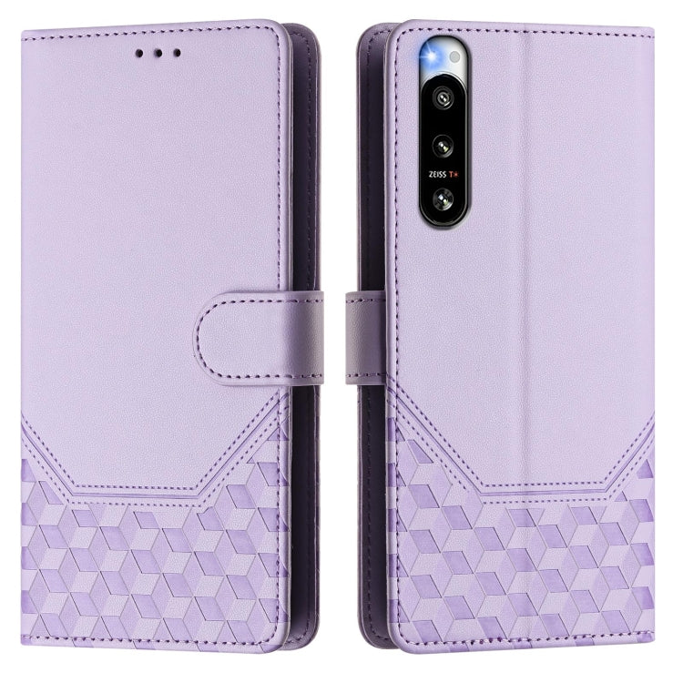 For Sony Xperia 5 IV Honeycomb Embossing RFID Leather Phone Case