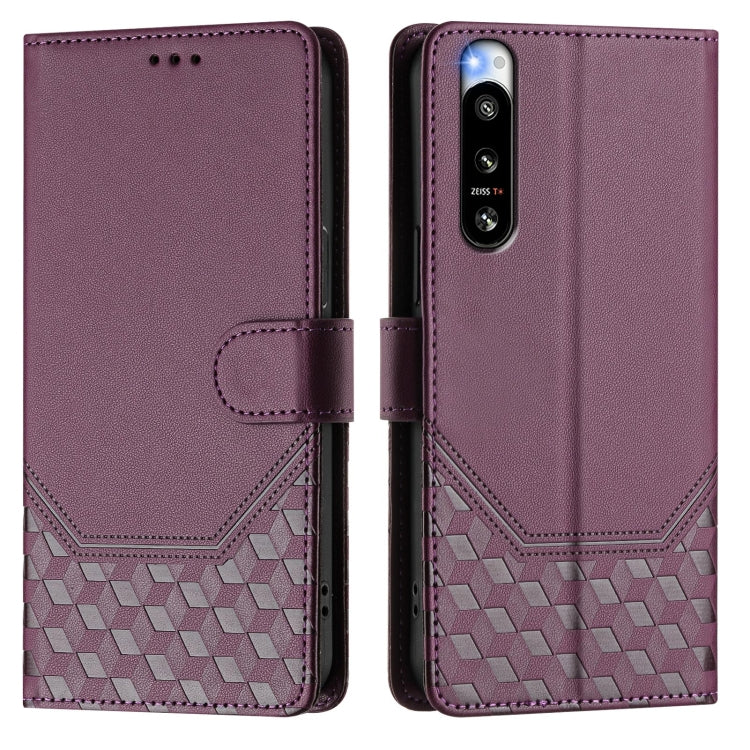 For Sony Xperia 5 IV Honeycomb Embossing RFID Leather Phone Case