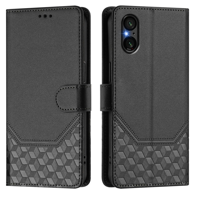 For Sony Xperia 5 V Honeycomb Embossing RFID Leather Phone Case