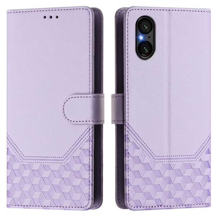 For Sony Xperia 5 V Honeycomb Embossing RFID Leather Phone Case