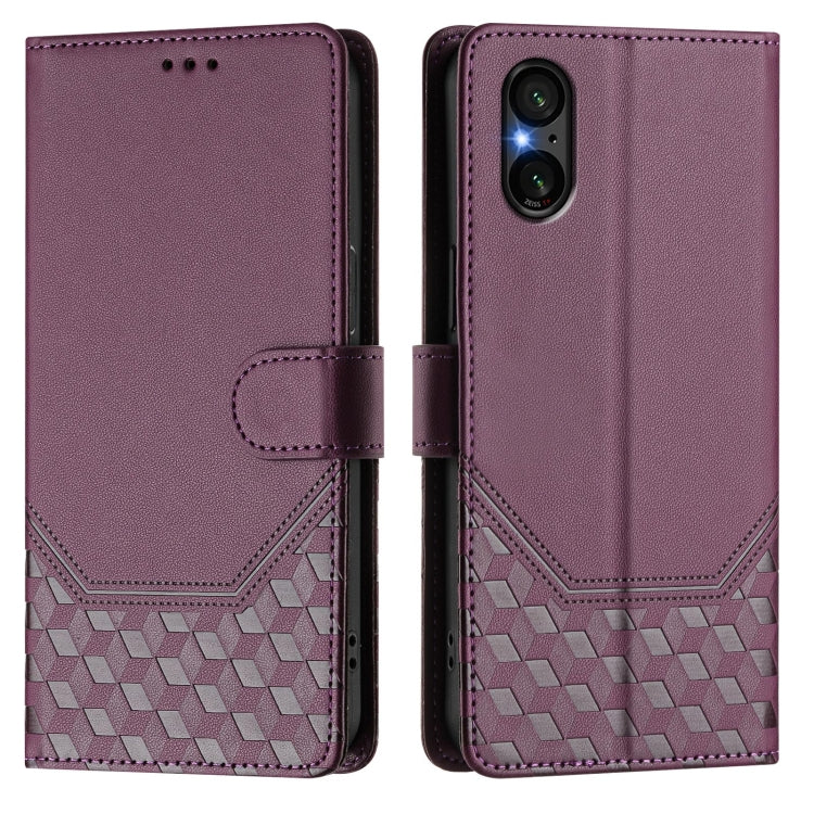 For Sony Xperia 5 V Honeycomb Embossing RFID Leather Phone Case