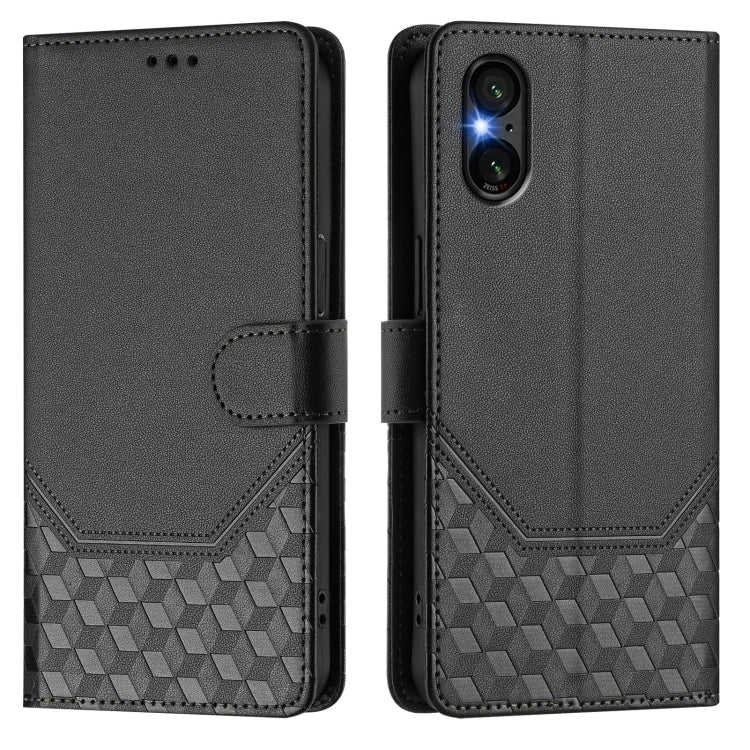 For Sony Xperia 5 VI 2024 Honeycomb Embossing RFID Leather Phone Case