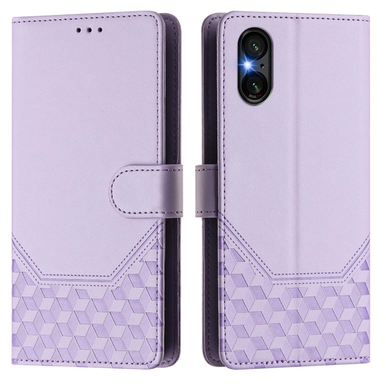 For Sony Xperia 5 VI 2024 Honeycomb Embossing RFID Leather Phone Case