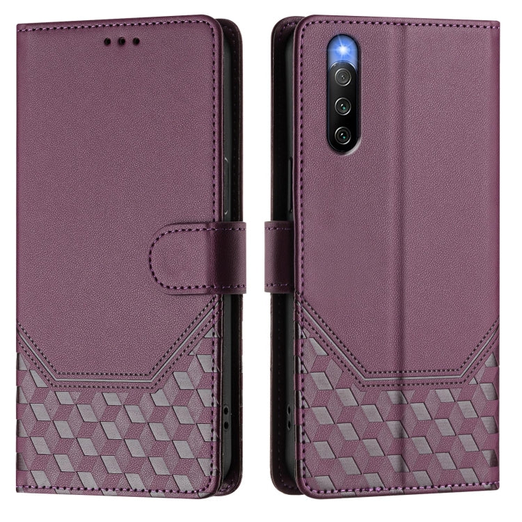 For Sony Xperia 10 IV Honeycomb Embossing RFID Leather Phone Case