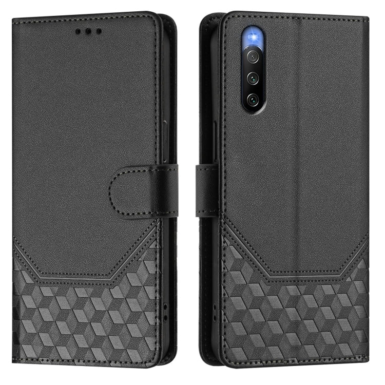 For Sony Xperia 10 V 2023 Honeycomb Embossing RFID Leather Phone Case
