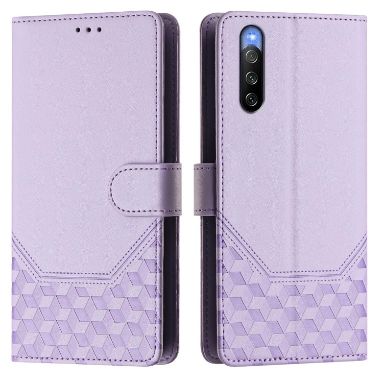 For Sony Xperia 10 V 2023 Honeycomb Embossing RFID Leather Phone Case