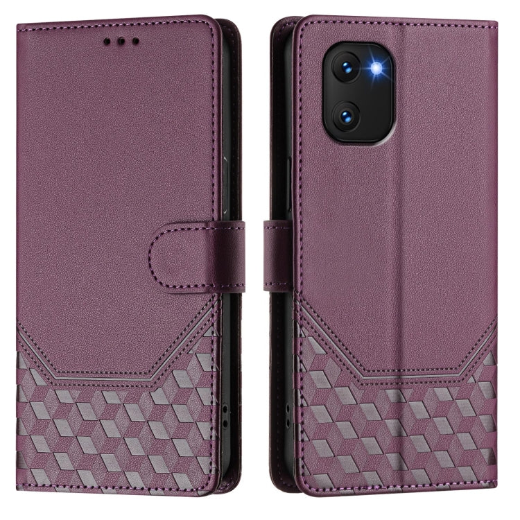 For Umidigi Power 7 / 7S Honeycomb Embossing RFID Leather Phone Case