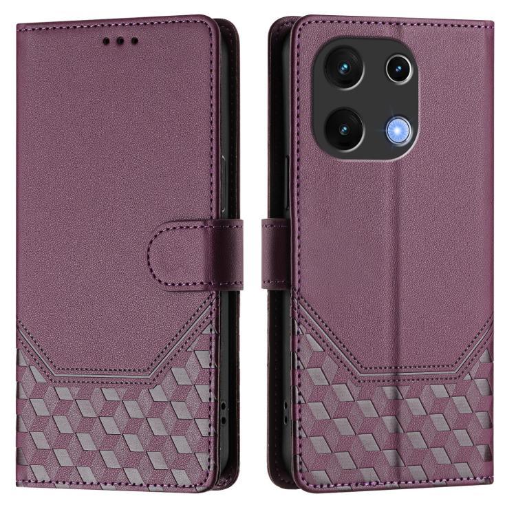 For Umidigi Note 100 Honeycomb Embossing RFID Leather Phone Case