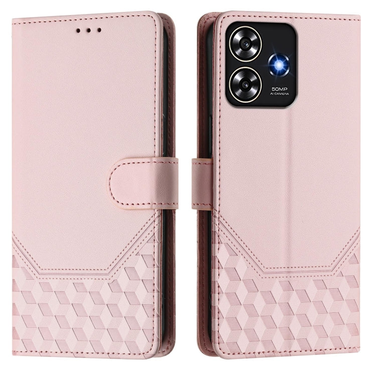 For ZTE Blade A73 4G Honeycomb Embossing RFID Leather Phone Case