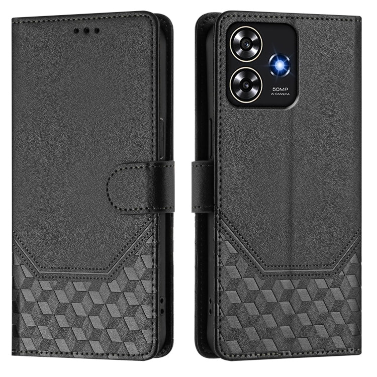 For ZTE Blade A73 4G Honeycomb Embossing RFID Leather Phone Case