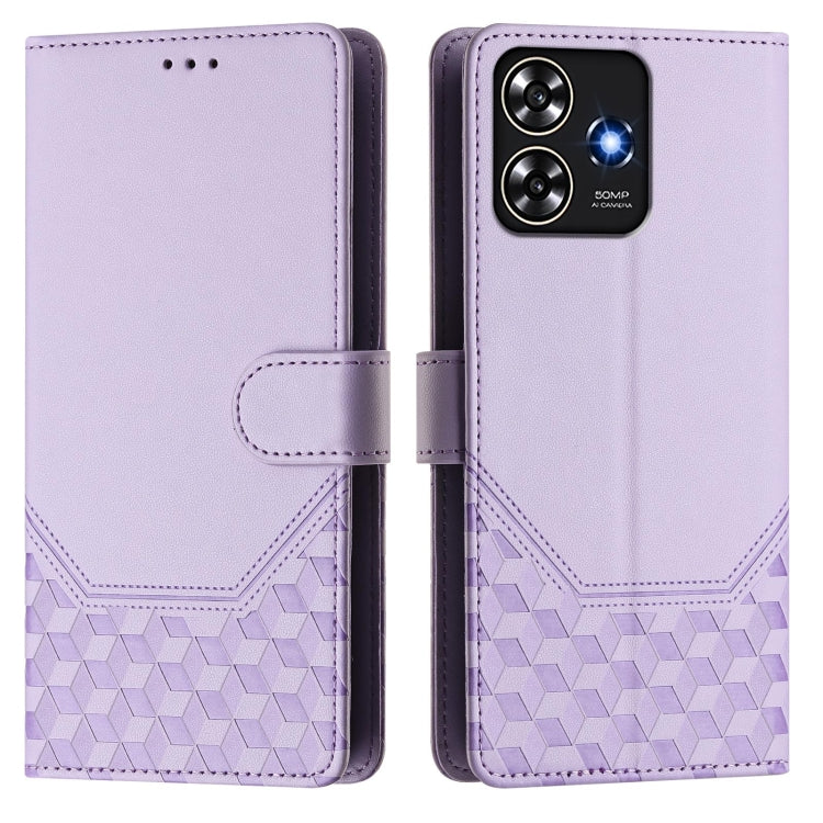 For ZTE Blade A73 4G Honeycomb Embossing RFID Leather Phone Case
