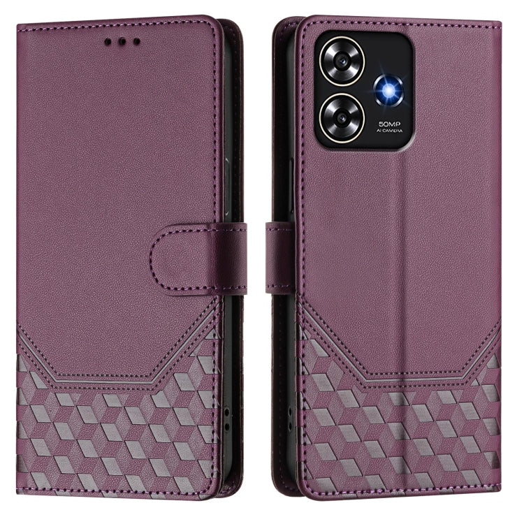For ZTE Blade A73 4G Honeycomb Embossing RFID Leather Phone Case
