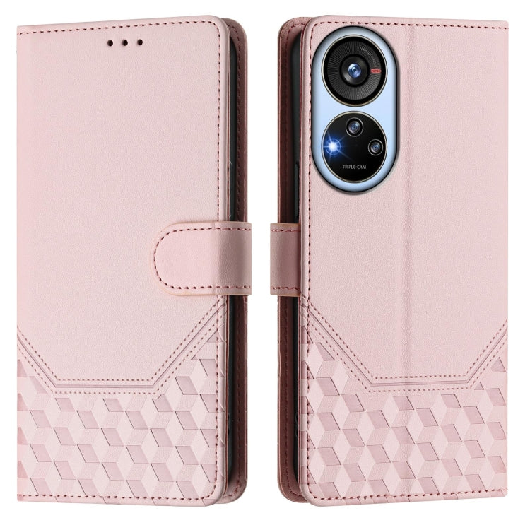 For ZTE Blade V40s Honeycomb Embossing RFID Leather Phone Case