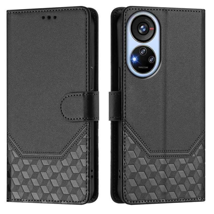 For ZTE Blade V40s Honeycomb Embossing RFID Leather Phone Case