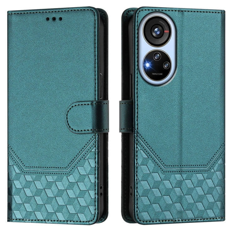 For ZTE Blade V40s Honeycomb Embossing RFID Leather Phone Case