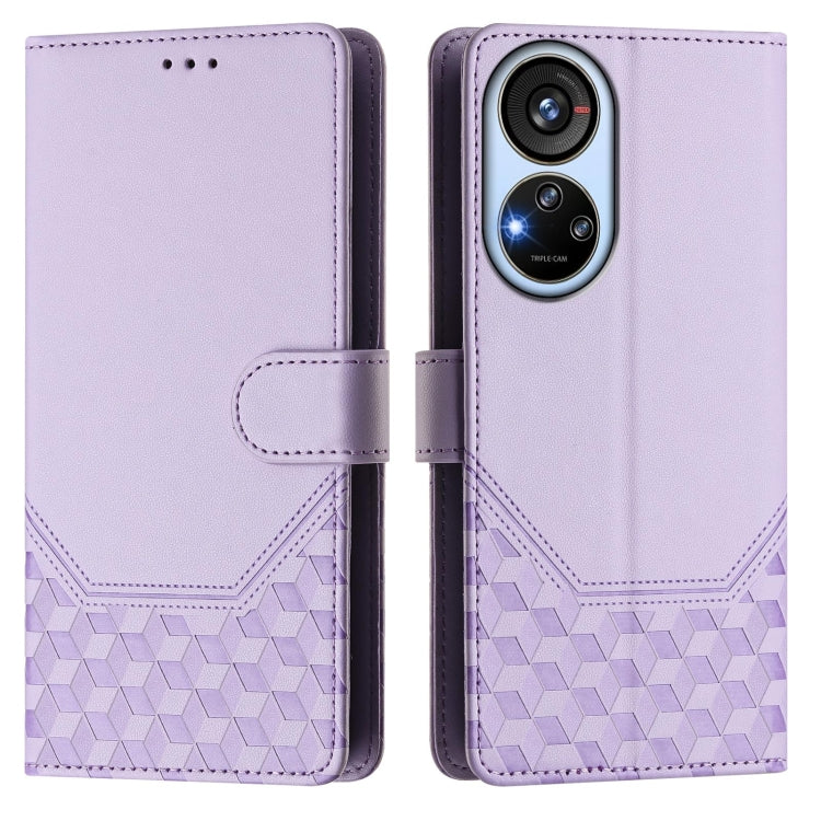 For ZTE Blade V40s Honeycomb Embossing RFID Leather Phone Case