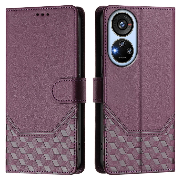 For ZTE Blade V40s Honeycomb Embossing RFID Leather Phone Case
