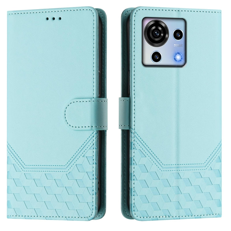 For ZTE Blade V50 Vita Honeycomb Embossing RFID Leather Phone Case