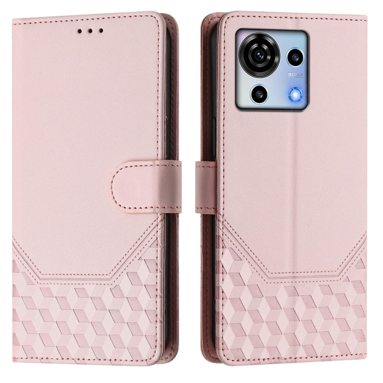 For ZTE Blade V50 Vita Honeycomb Embossing RFID Leather Phone Case