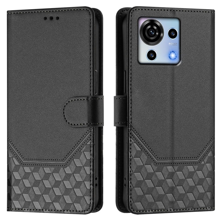 For ZTE Blade V50 Vita Honeycomb Embossing RFID Leather Phone Case