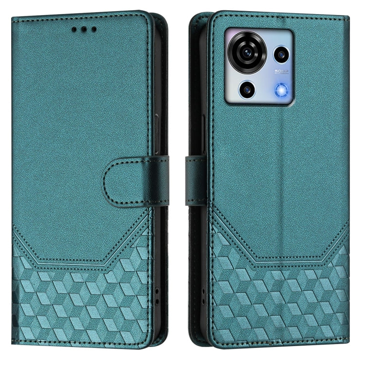 For ZTE Blade V50 Vita Honeycomb Embossing RFID Leather Phone Case