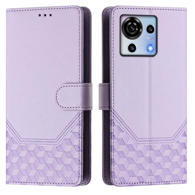 For ZTE Blade V50 Vita Honeycomb Embossing RFID Leather Phone Case