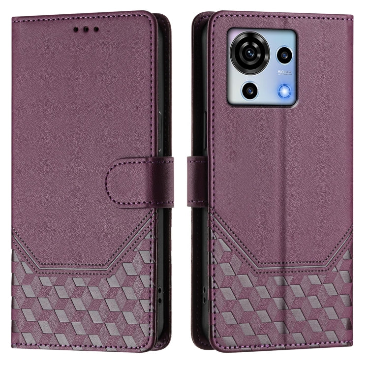 For ZTE Blade V50 Vita Honeycomb Embossing RFID Leather Phone Case