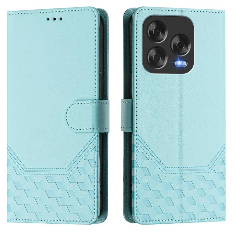 For ZTE Blade V70 Design Honeycomb Embossing RFID Leather Phone Case