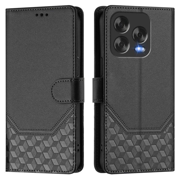 For ZTE Blade V70 Design Honeycomb Embossing RFID Leather Phone Case