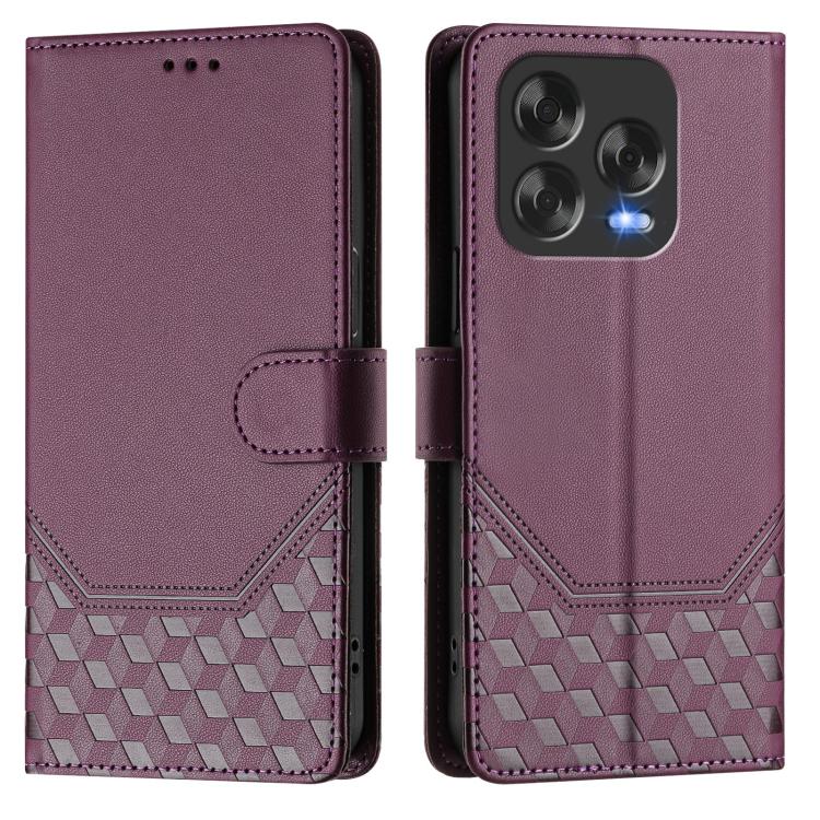For ZTE Blade V70 Design Honeycomb Embossing RFID Leather Phone Case