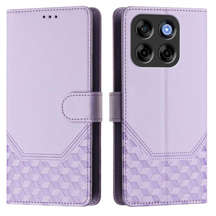 For ZTE Blade V70 Honeycomb Embossing RFID Leather Phone Case