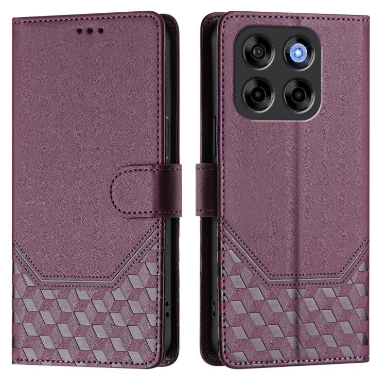 For ZTE Blade V70 Honeycomb Embossing RFID Leather Phone Case