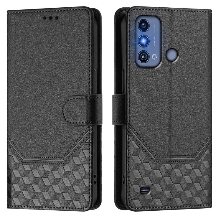 For ZTE Blade A53 Pro Honeycomb Embossing RFID Leather Phone Case