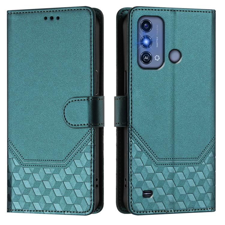 For ZTE Blade A53 Pro Honeycomb Embossing RFID Leather Phone Case