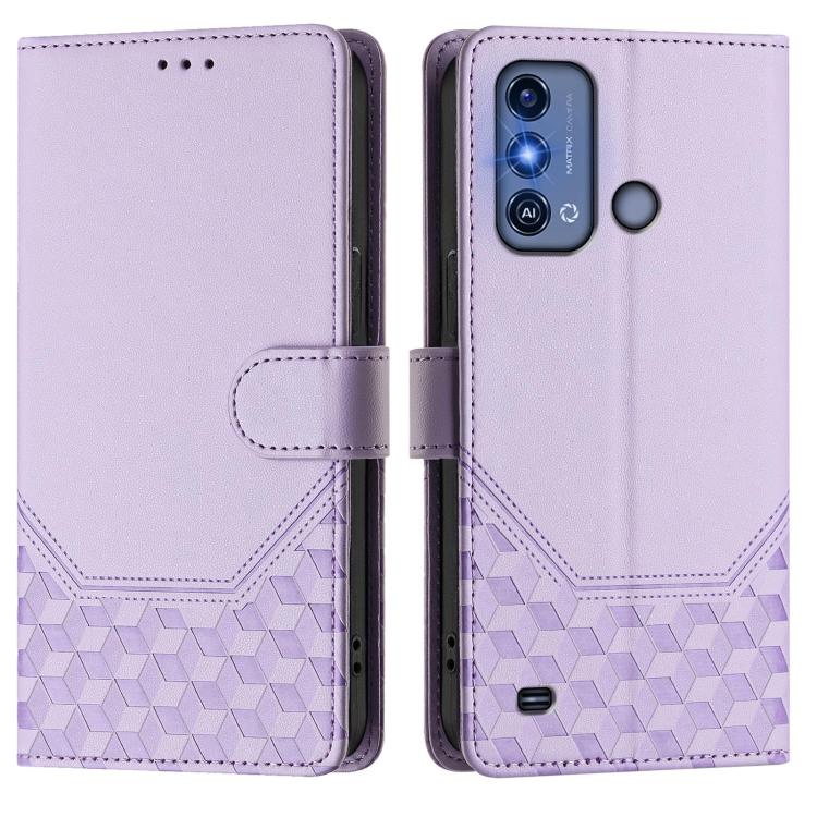 For ZTE Blade A53 Pro Honeycomb Embossing RFID Leather Phone Case