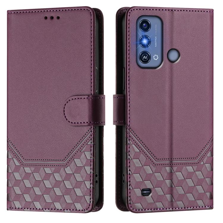 For ZTE Blade A53 Pro Honeycomb Embossing RFID Leather Phone Case